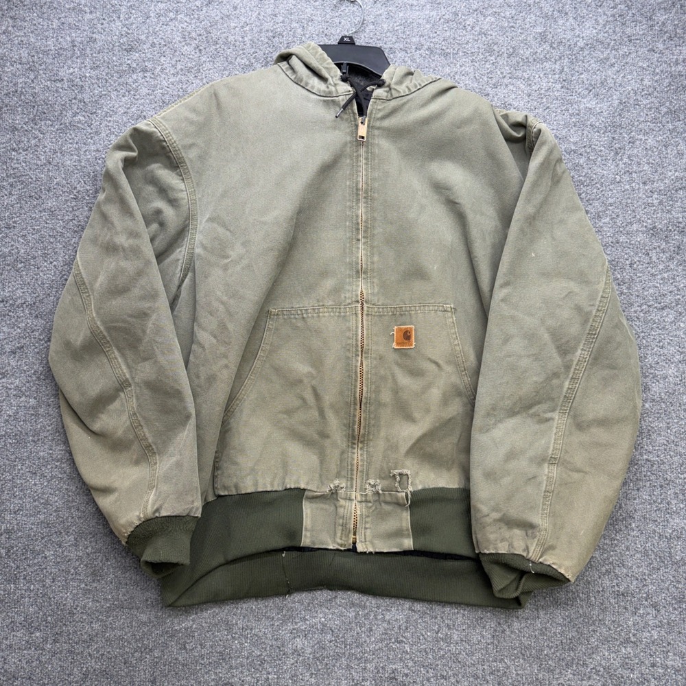 Carhartt J280 MOS Active Jacket Moss Green Sandstone Duck Hooded Mens 2XL